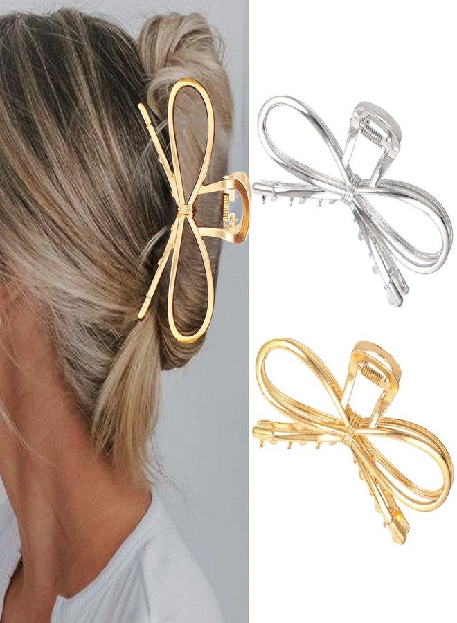 CAKURE Bow Claw Clip Gold Bow Hair Clips Hair Accessories for Women (Pack of 2) - Image 1